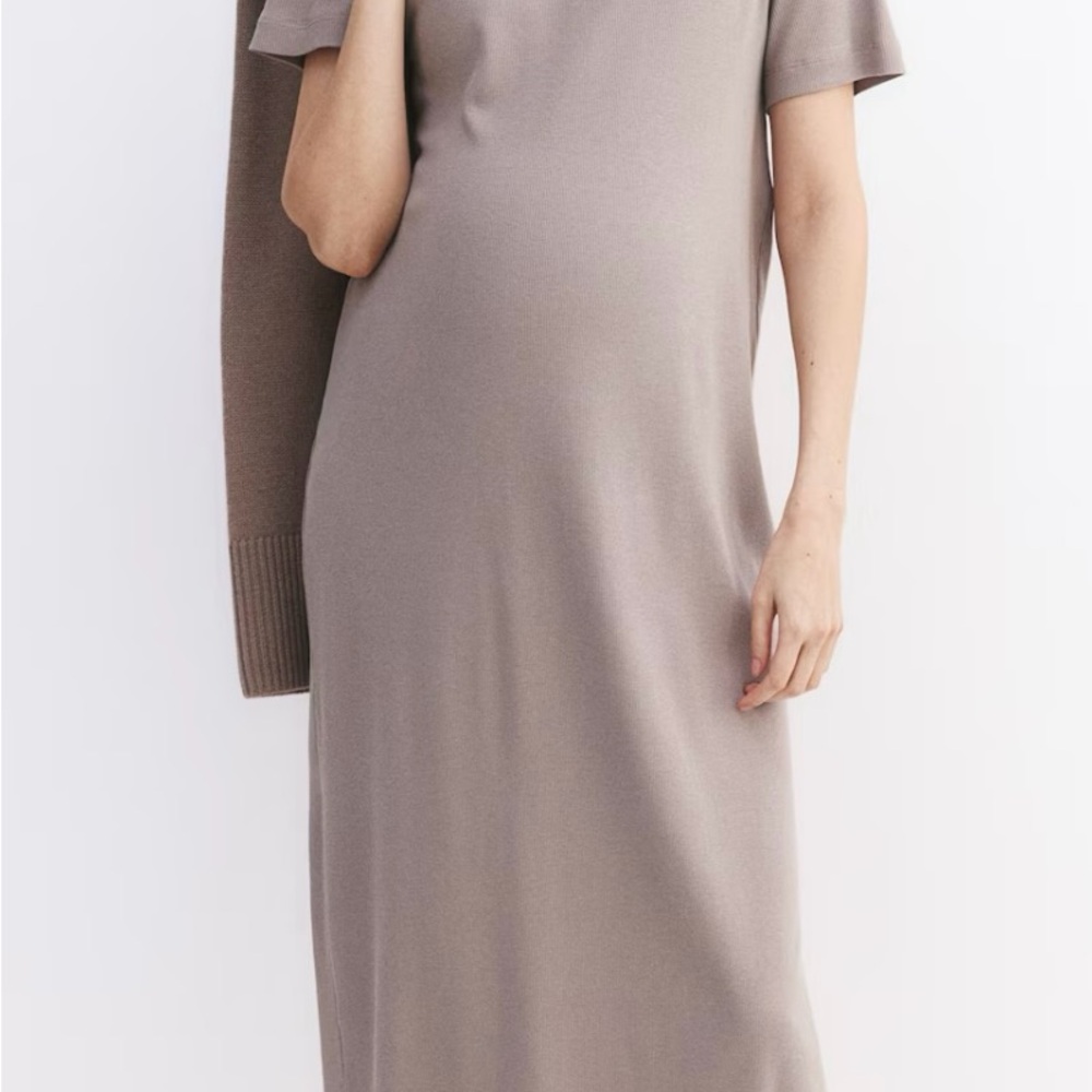 H&M Mama Maternity Taupe Midi Dress